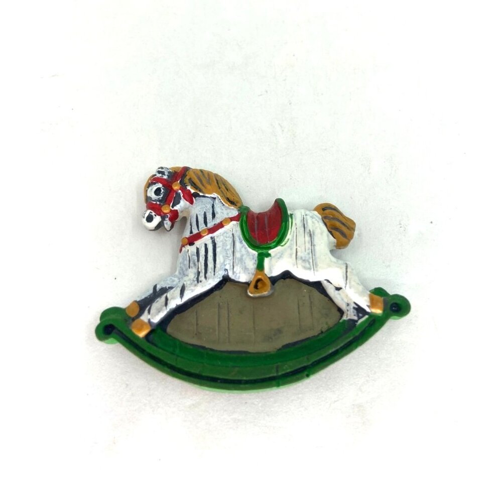Vintage Avon Refrigerator Magnet Rocking Horse Christmas Holiday Gift Collection